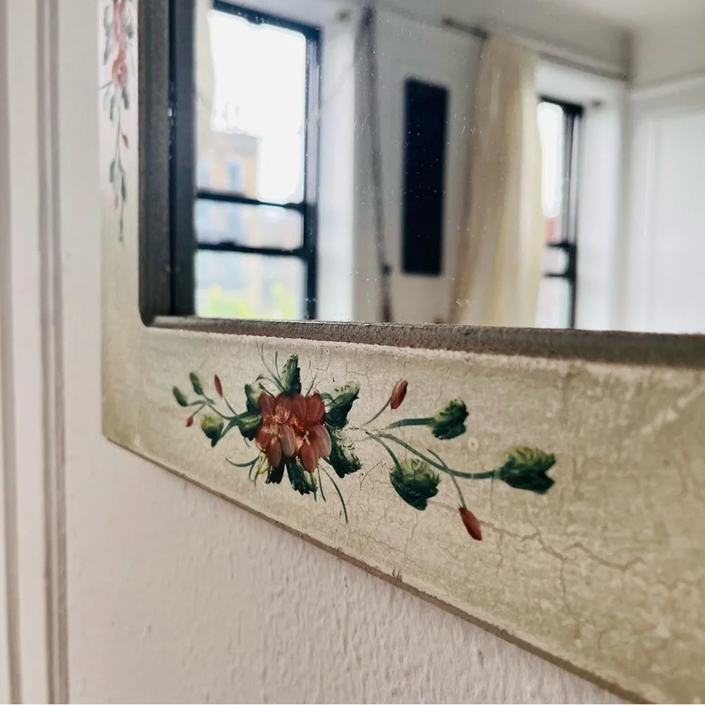 Vintage Square Decorative Floral Mirror - Shabby Chic, Cottage Wall Home Decor